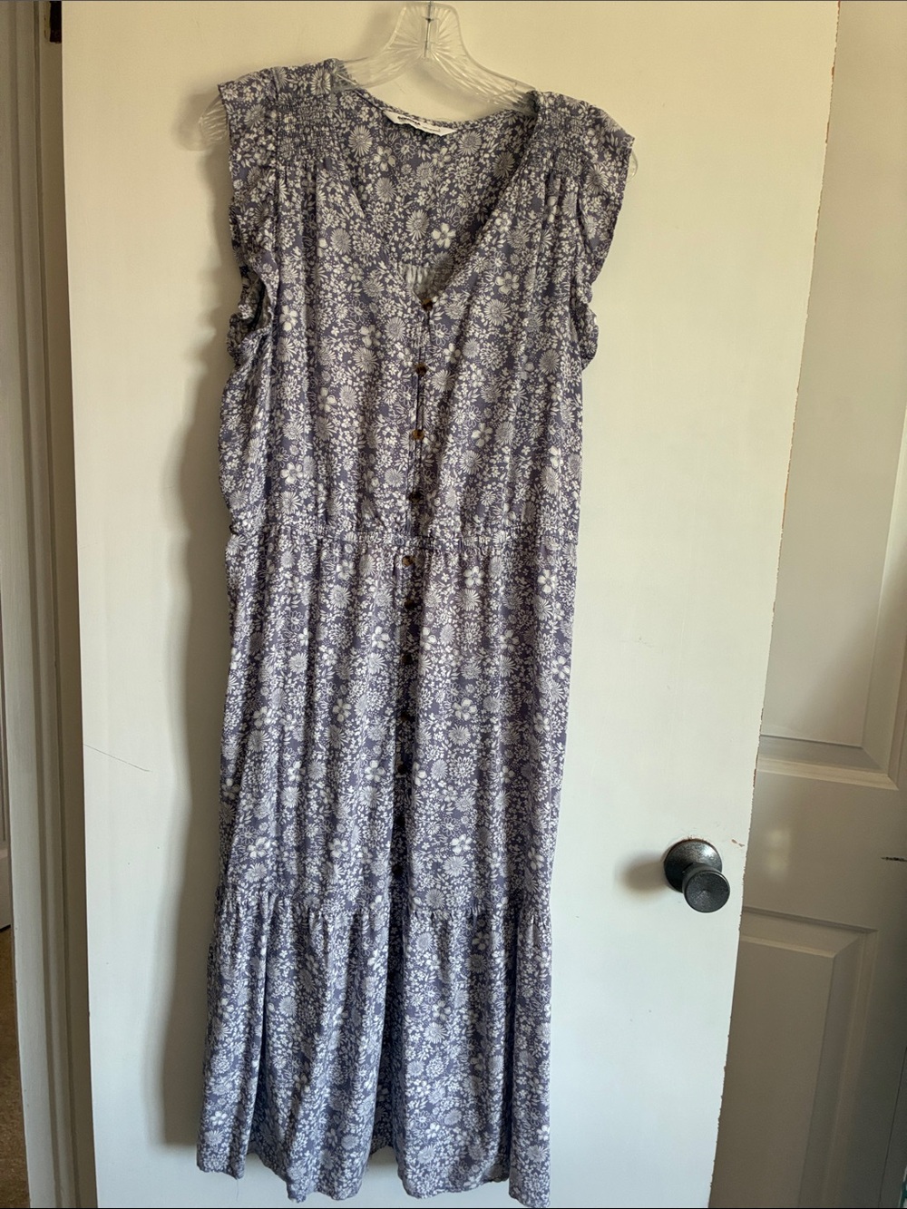 Sonoma Lavender Floral Button-Front Maxi Dress